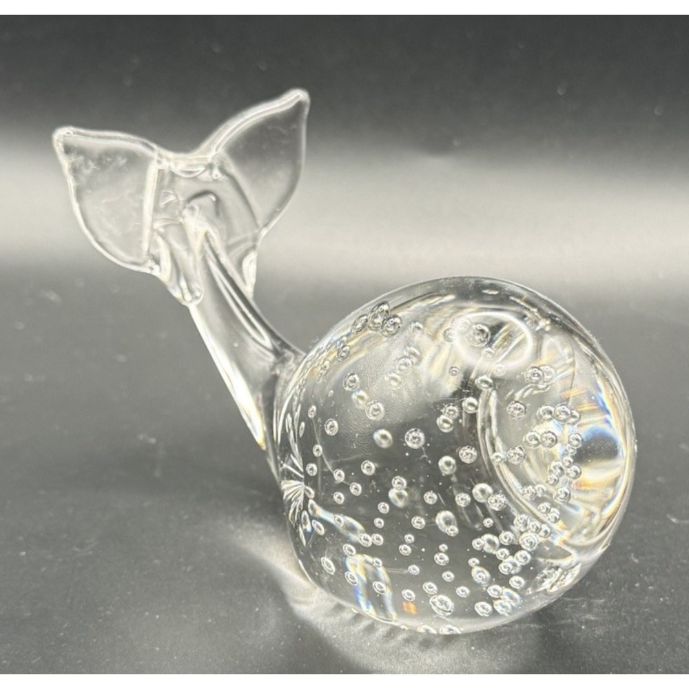 Vintage Bullicante Whale Paperweight Figurine Controlled Bubbles Handblown EUC